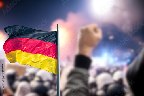 Protest und Demonstration und die deutsche Flagge