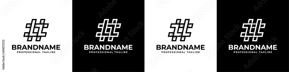 Letter LZ and ZL Hashtag Logo set, suitable for any business with ZL or LZ initials. - obrazy, fototapety, plakaty 