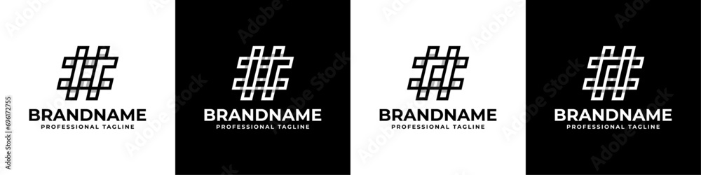 Fototapeta premium Letter IR and RI Hashtag Logo set, suitable for any business with IR or RI initials.