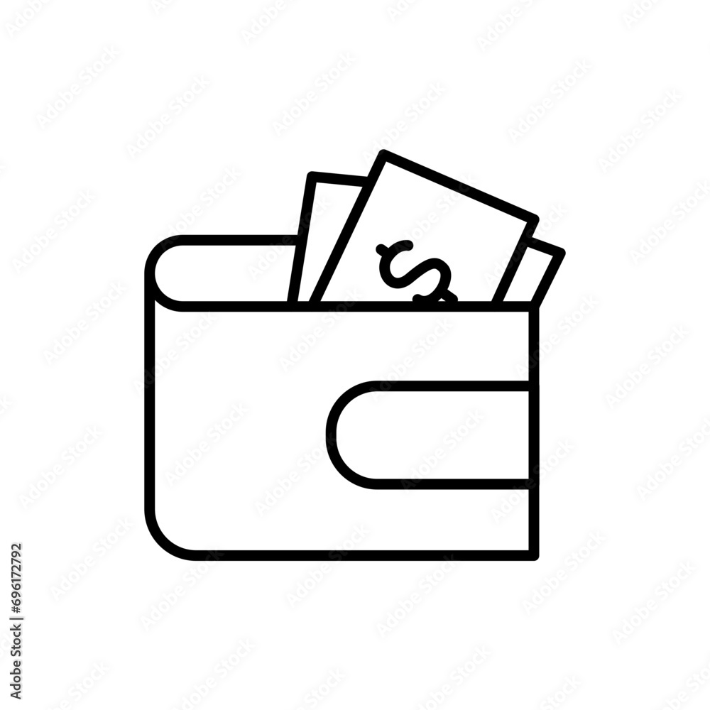 Money wallet outline icons, minimalist vector illustration ,simple transparent graphic element .Isolated on white background
