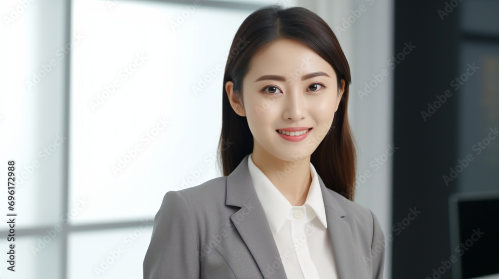 美しい髪のアジア人女性 ワーキングウーマンのポートレート 美しい髪のアジア人女性 ワーキングウーマンのポートレート