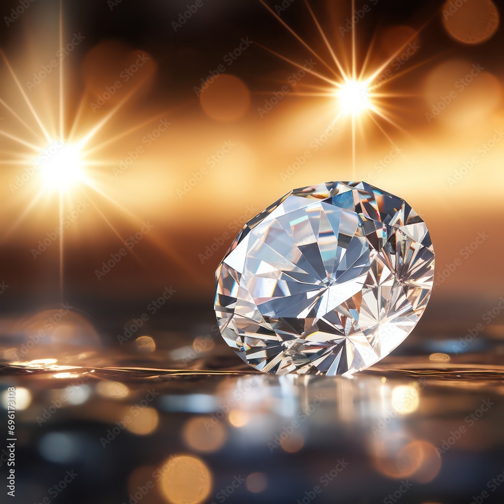 Fototapeta premium Closeup A radiant diamond set against a shiny background