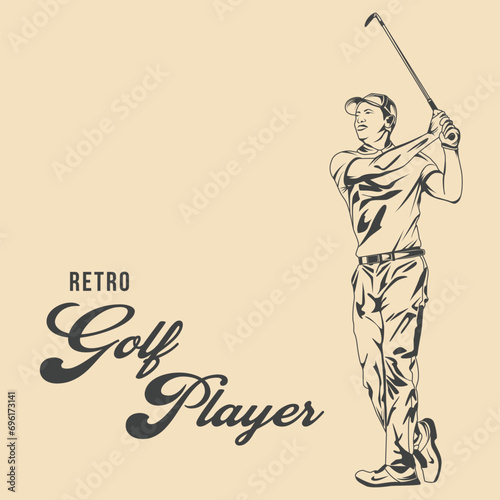Retro Golf Player Vector