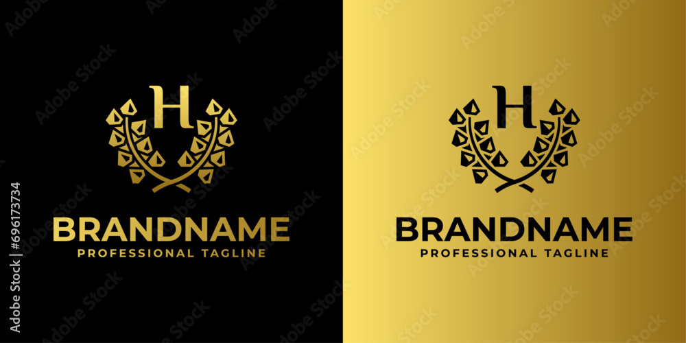 Letter H Diamond Laurel Logo, suitable for business related to Diamond and Laurel with H initial Letter H Diamond Laurel Logo, suitable for business related to Diamond and Laurel with H initial