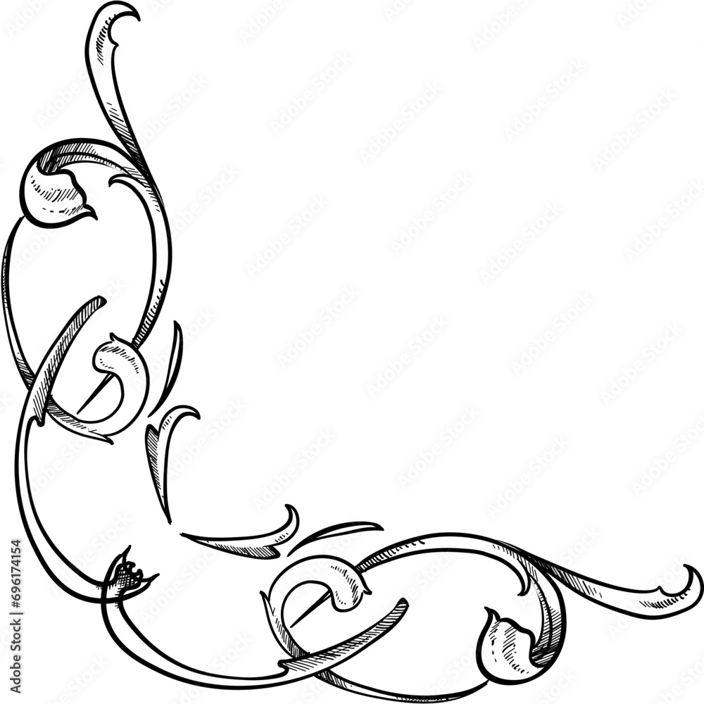 ornamental floral corners handdrawn illustration ornamental floral corners handdrawn illustration
