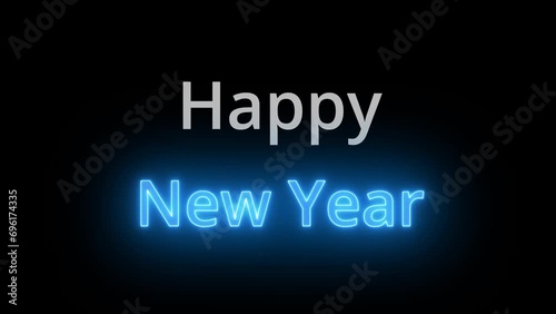 Festive neon animation for a lively happy new year greeting