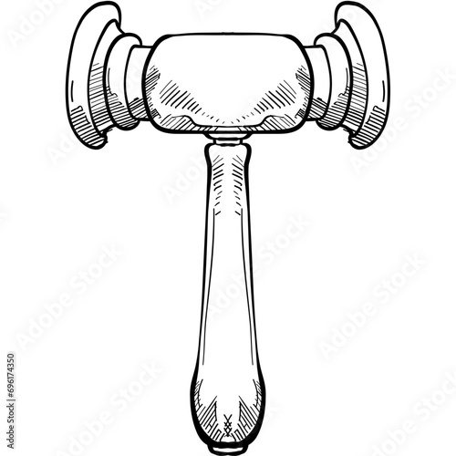 judge's gavel handdrawn illustration