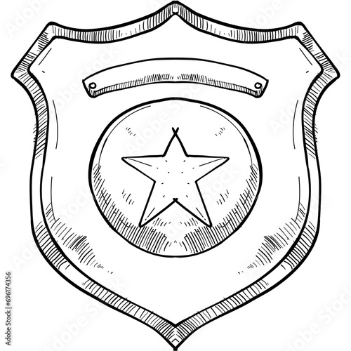 police badge handdrawn illustration