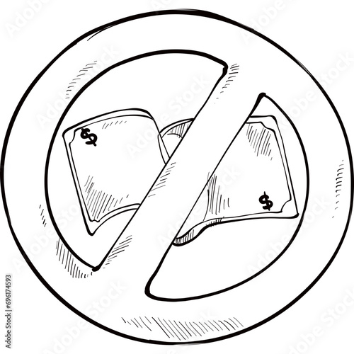 no money handdrawn illustration