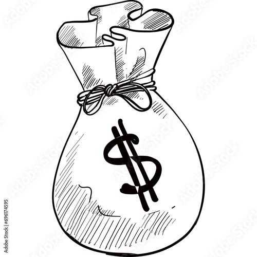 moneybags handdrawn illustration