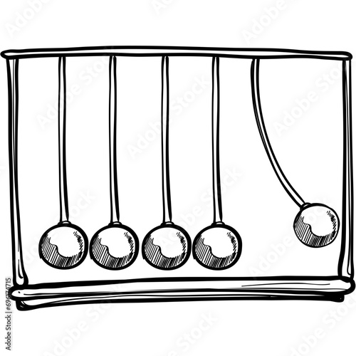 newton cradle handdrawn illustration