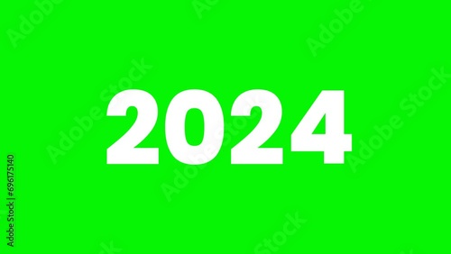 Happy new year animation celebration with switchable year on green screen