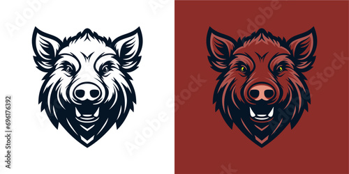 wild boar mascot logo, illustration, vector photo