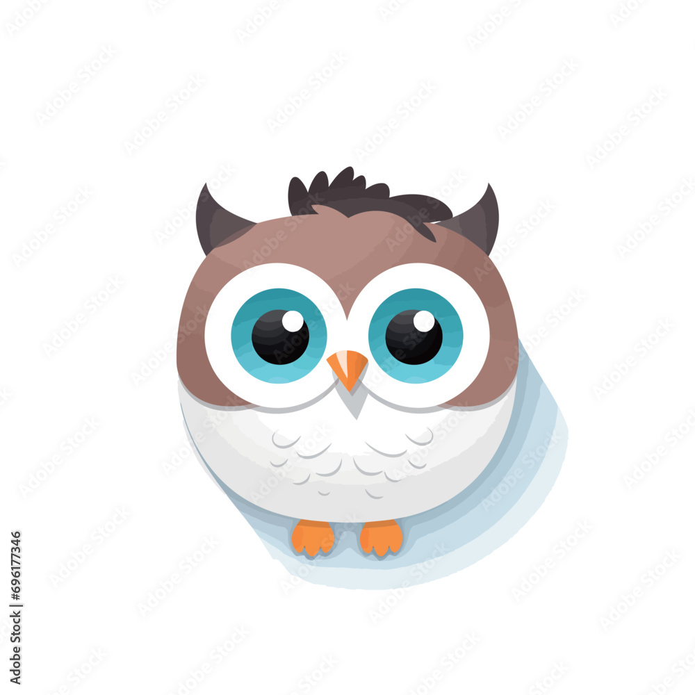 Owl with yellow eyes on a white background. Vector illustration.