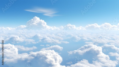 Serene Blue Sky with Fluffy White Clouds