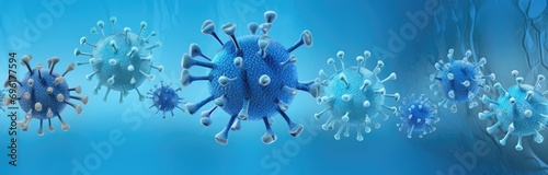 Dancing Blue Viruses: A Symphony of Infections in Chromatic Hues, health risks, pandemics, immunity, and the ongoing efforts in medical research and vaccination development. 
 photo