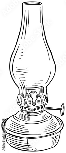 kerosene lamp handdrawn illustration