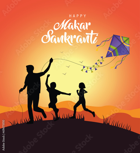 Happy Makar Sankranti wallpaper with colorful kite string for festival of India. abstract vector illustration design