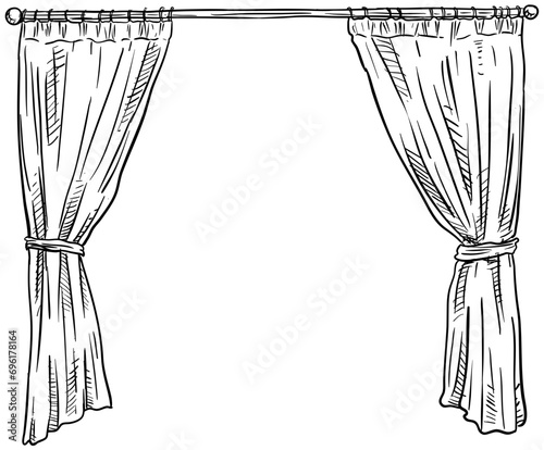 curtains handdrawn illustration