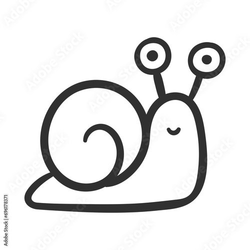 funny snail cartoon drawing. cute snail hand drawn isolated on white.
