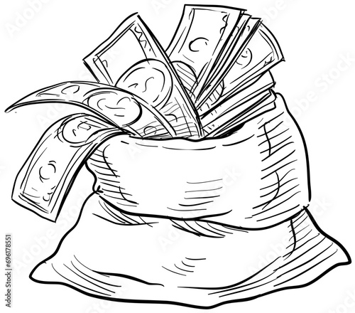 moneybags handdrawn illustration