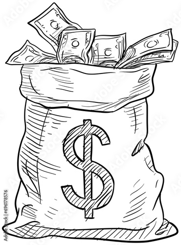 moneybags handdrawn illustration