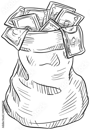 moneybags handdrawn illustration