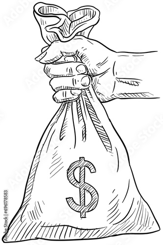 moneybags handdrawn illustration