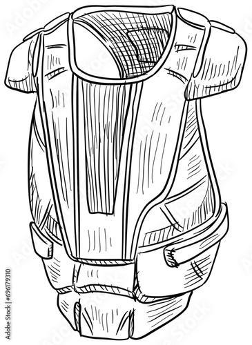 hockey body protector handdrawn illustration