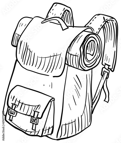 travel backpack handdrawn illustration