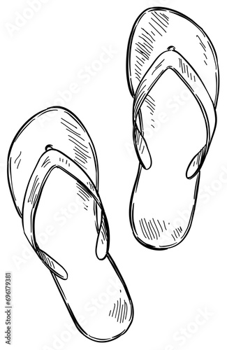 beach slippers handdrawn illustration