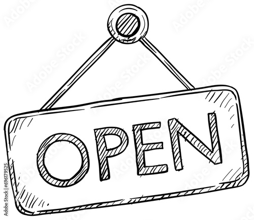 shop open icon handdrawn illustration