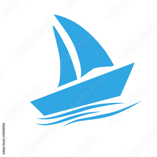 Blue Sailboat Logo Set