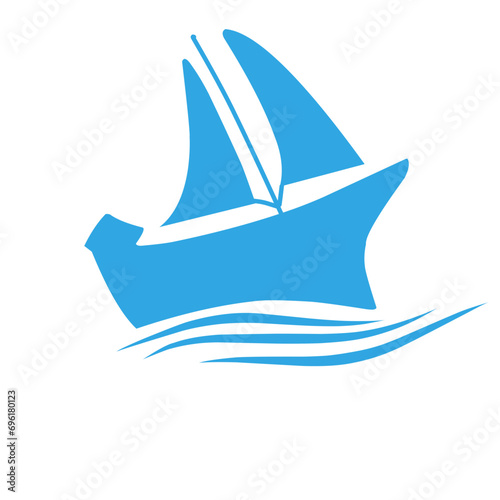 Blue Sailboat Logo Set