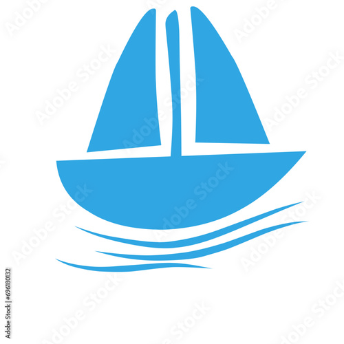Blue Sailboat Logo Set