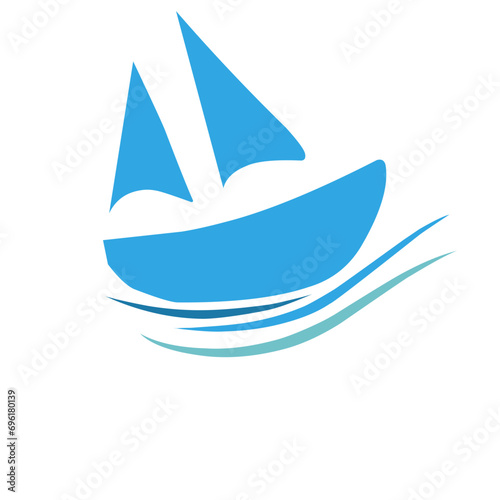 Blue Sailboat Logo Set