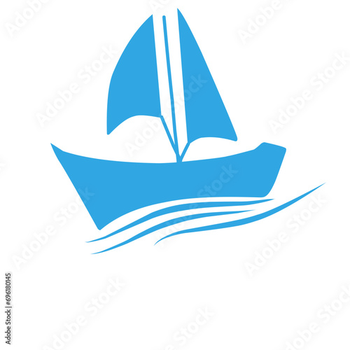 Blue Sailboat Logo Set