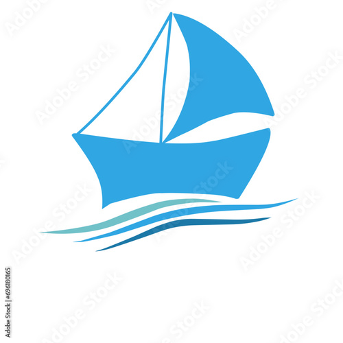 Blue Sailboat Logo Set