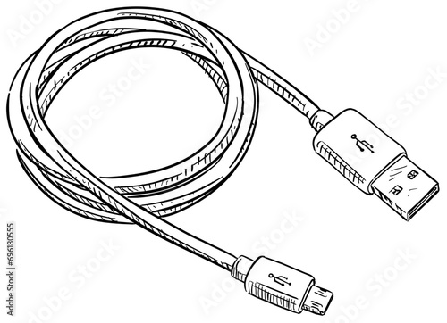 data cable handdrawn illustration