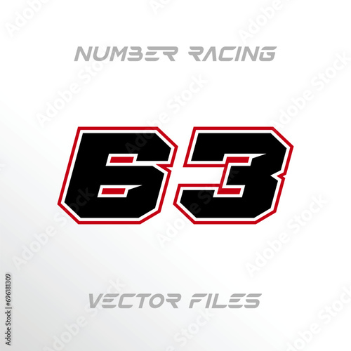 Racing Sport Number 63 Design Vector Template