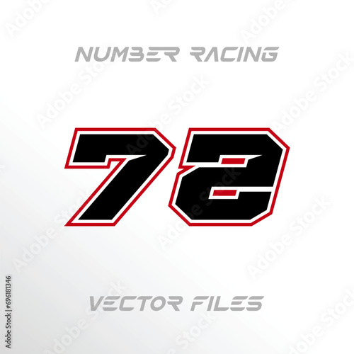 Racing Sport Number 72 Design Vector Template