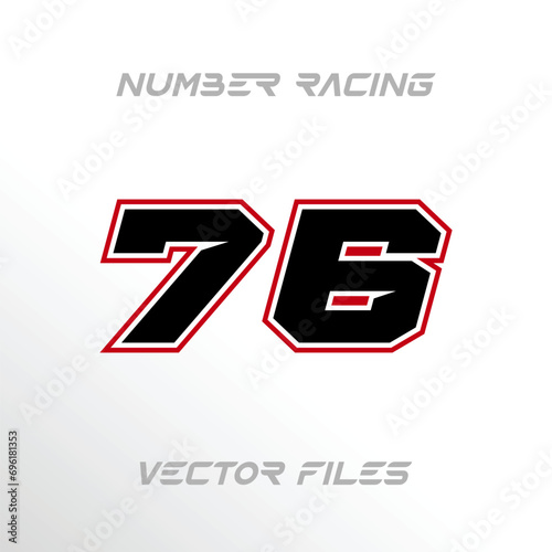 Racing Sport Number 76 Design Vector Template