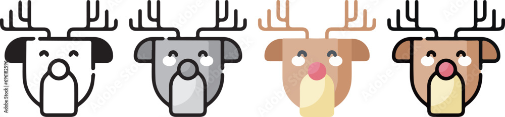 cute christmas icon with 4 different styles.