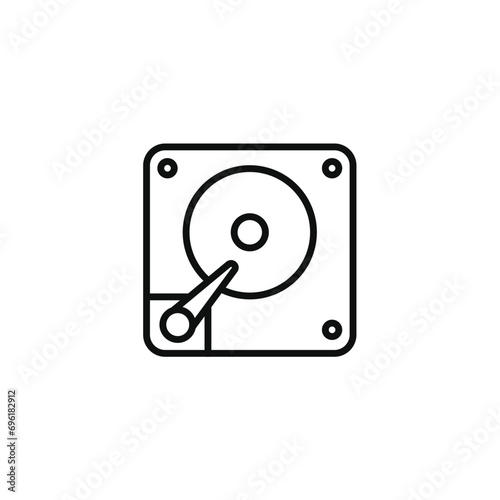 Hard disk line icon isolated on transparent background. HDD icon