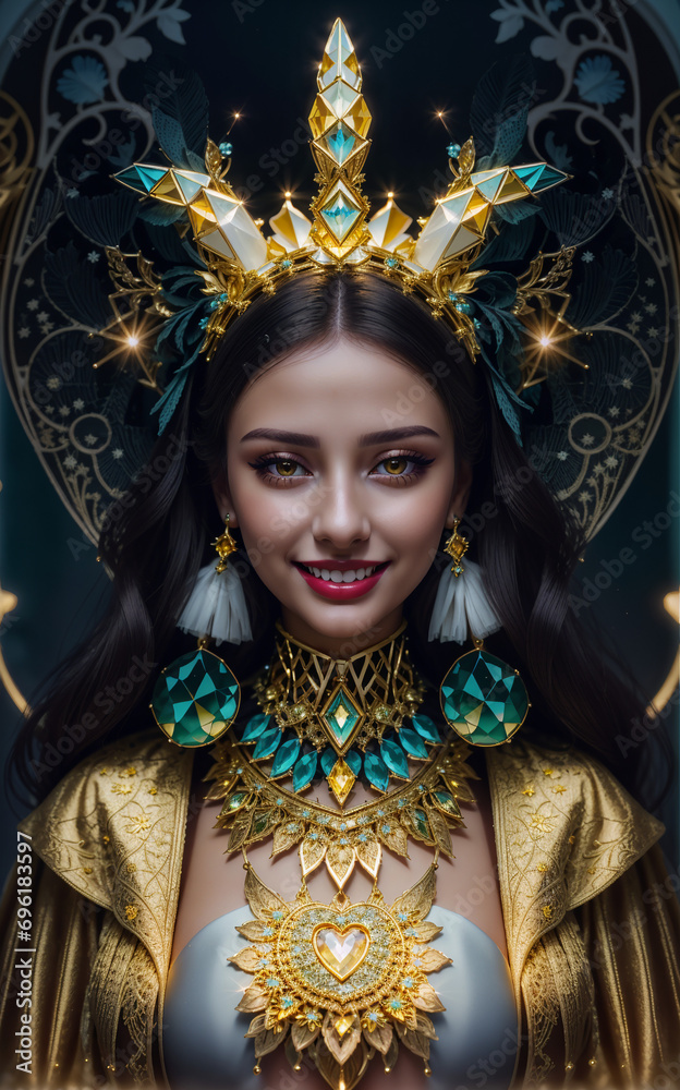 Fototapeta premium portrait of a woman flowers outfit