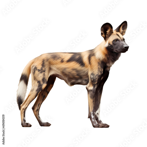African wild dog isolated on transparent background