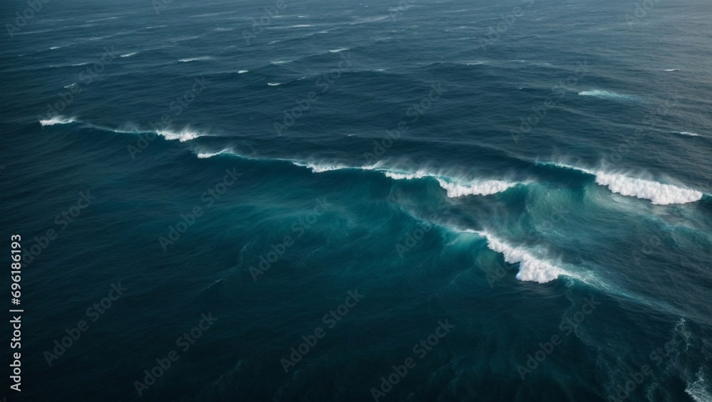Aerial view of sea waves. Dark blue water background. Generative AI. Aerial view of sea waves. Dark blue water background. Generative AI.