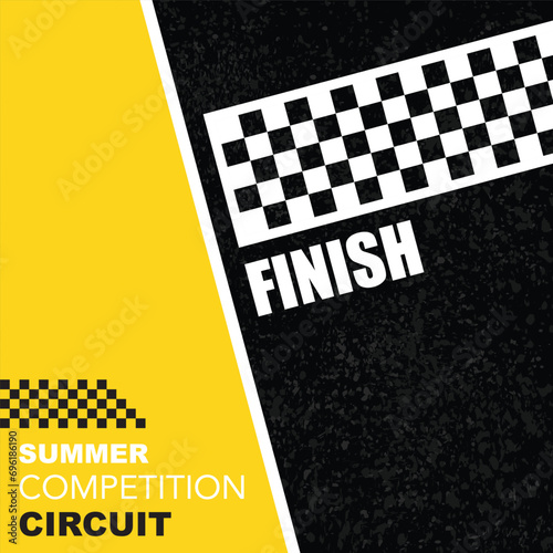 Asphalt with checkered finish line