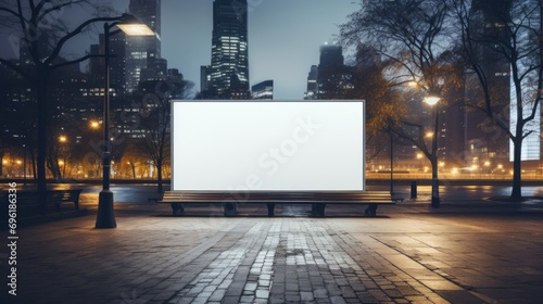City Lights Canvas: A night city sets the stage for your message on a billboard mockup, creating an arresting visual photo