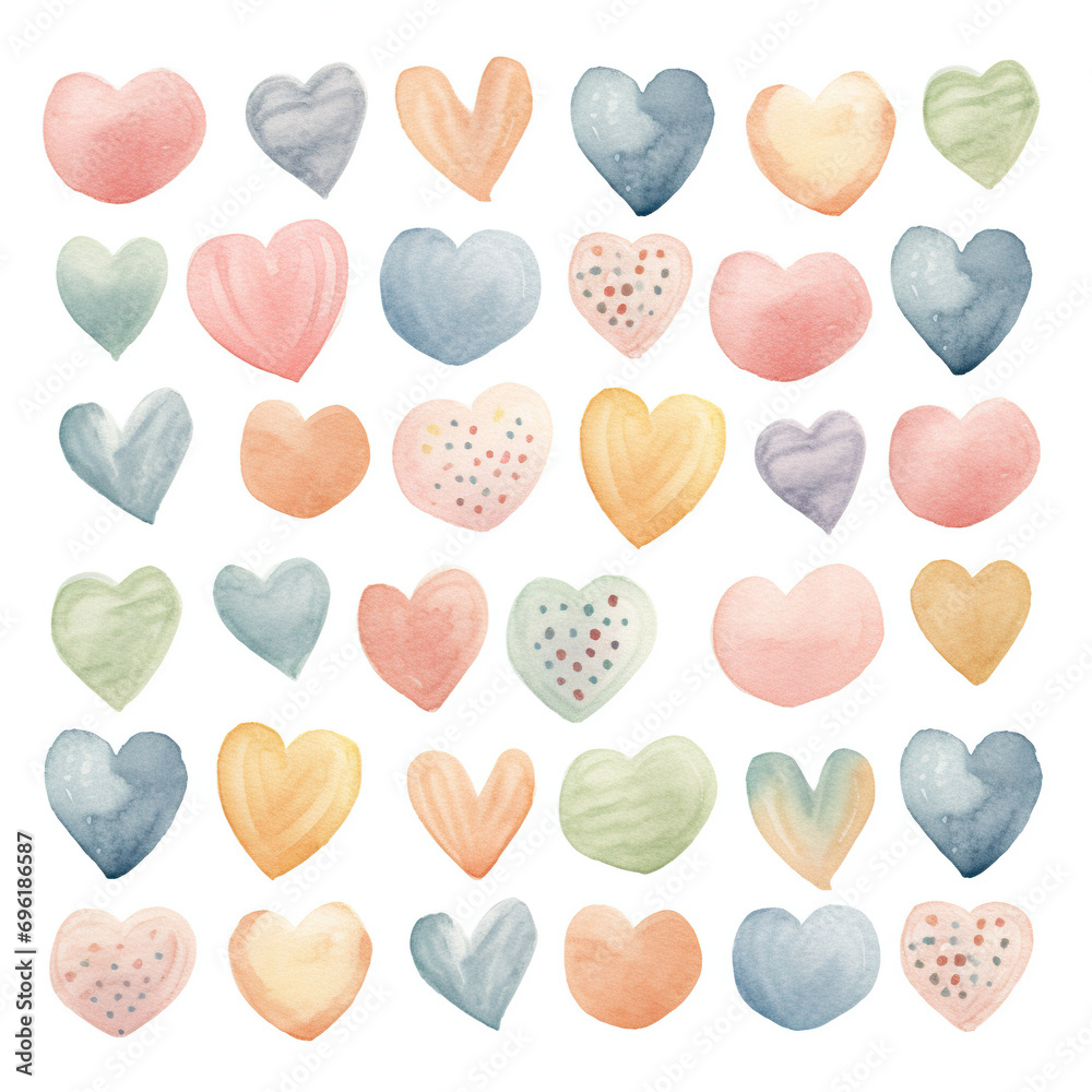 Valentine Sweet Candy Hearts Illustrations  - obrazy, fototapety, plakaty 